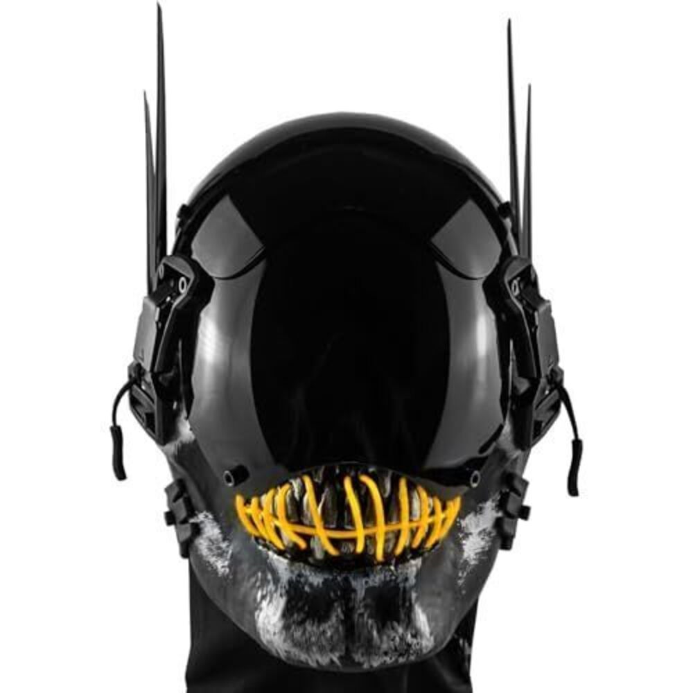 1116 Punk Skull Mask with LED Light Gothic Punk Mask Techwear mask